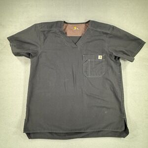 Carhartt Scrub Top Mens M Black Ribstop Pockets Medical Classic Nurse Workwear
